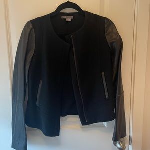 Vince wool coat with leather sleeves
